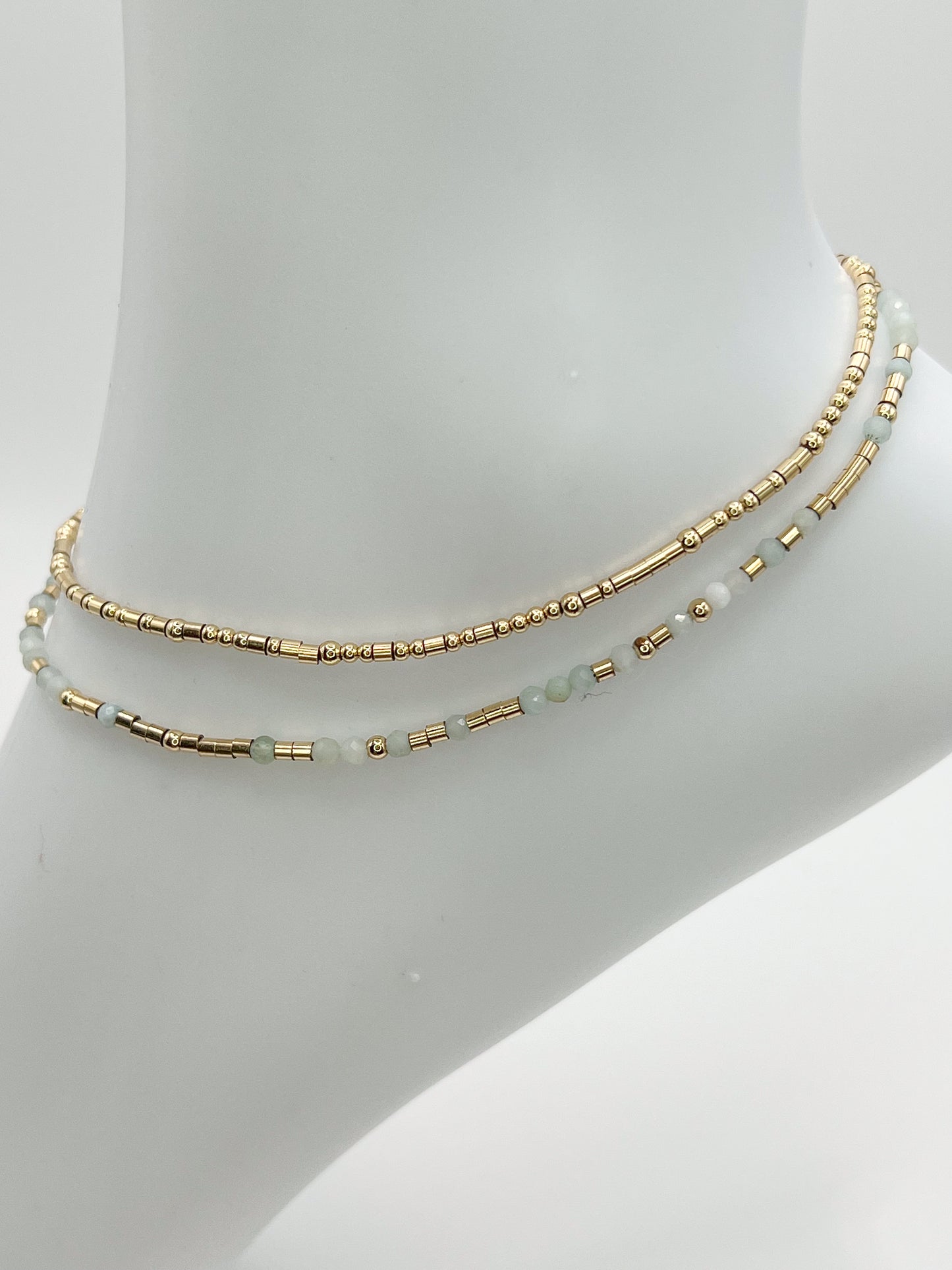 Custom Morse Code Anklet - Natural Stone